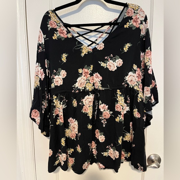 Torrid Black Floral Babydoll - Picture 1 of 4